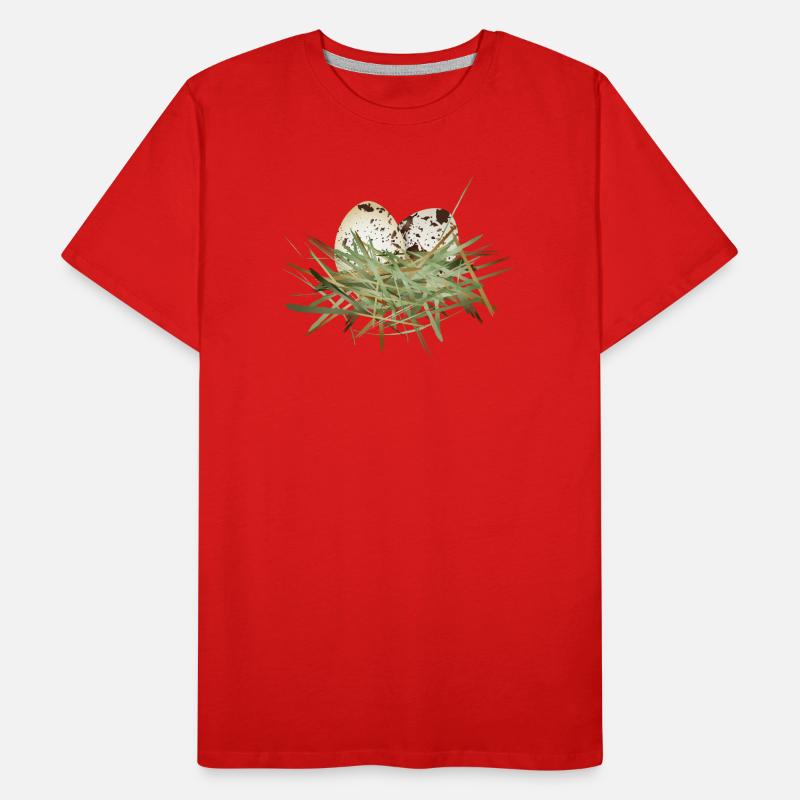 deux œufs de caille dans le nid de foin T-shirt bio Premium Homme