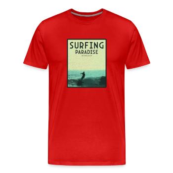 Surfenparadies Honolulu - Männer Premium Bio T-Shirt - Rot - Vorne - Damien (186cm)