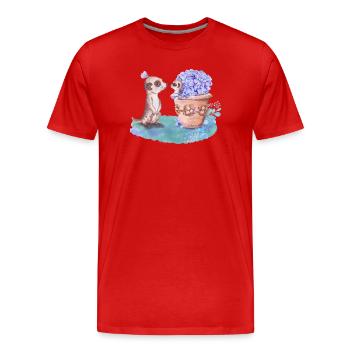 Meerkats - Men's Premium Organic T-Shirt - red - Front - Damien (186cm)