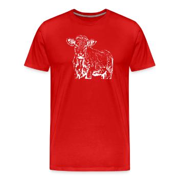 drôle vache cadeau fermier - T-shirt bio Premium Homme - rouge - Devant - Damien (186cm)