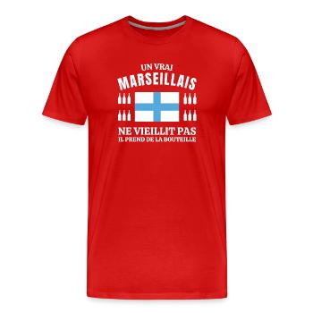 Marseille, Marseille humour, je suis Marseillais - T-shirt bio Premium Homme - rouge - Devant - Damien (186cm)