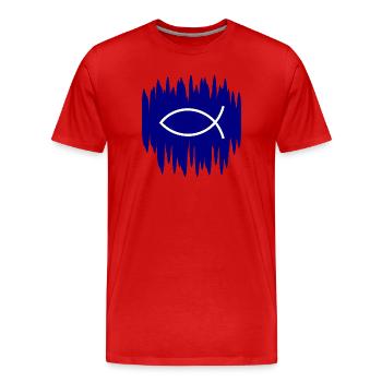 Jesus fish Ichthys fish fish - Men's Premium Organic T-Shirt - red - Front - Damien (186cm)