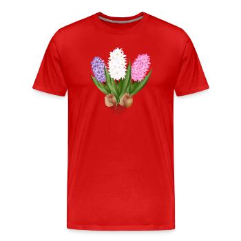 Jacinthes dessinées à la main - T-shirt bio Premium Homme - rouge - Devant - Damien (186cm)