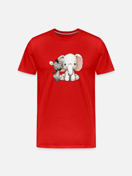 Elephant and zebra - Men's Premium Organic T-Shirt - red