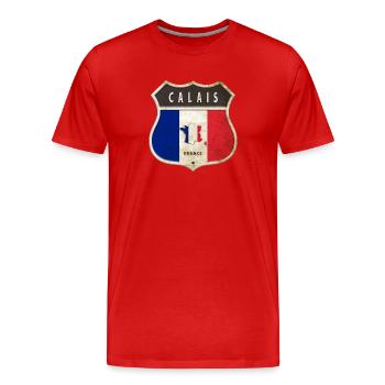 Calais Frankreich Wappen Flaggen Design - Männer Premium Bio T-Shirt - Rot - Vorne - Damien (186cm)