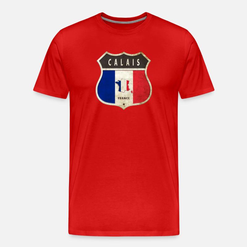 Calais Frankreich Wappen Flaggen Design - Männer Premium Bio T-Shirt - Rot