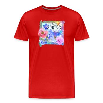 Fleurs de printemps | bonjour le printemps - T-shirt bio Premium Homme - rouge - Devant - Damien (186cm)