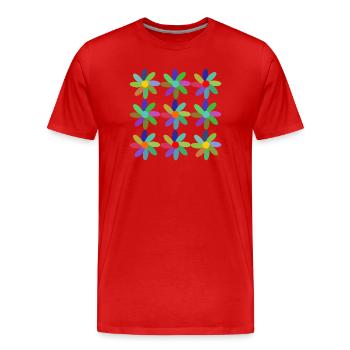 BLUME. BLUME. NATUR. ÖKOLOGIE. GLÜCK. ZEN. JAHR - Männer Premium Bio T-Shirt - Rot - Vorne - Damien (186cm)