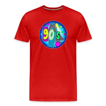 90's Years - Decade Nineties - 90s - 90 - Men's Premium Organic T-Shirt - red - Front - Damien (186cm)