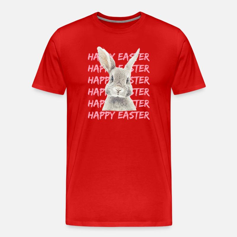Pastellhase mit Easter-Muster - Männer Premium Bio T-Shirt - Rot