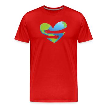 Earth Day - Herz Umarmung - Männer Premium Bio T-Shirt - Rot - Vorne - Damien (186cm)