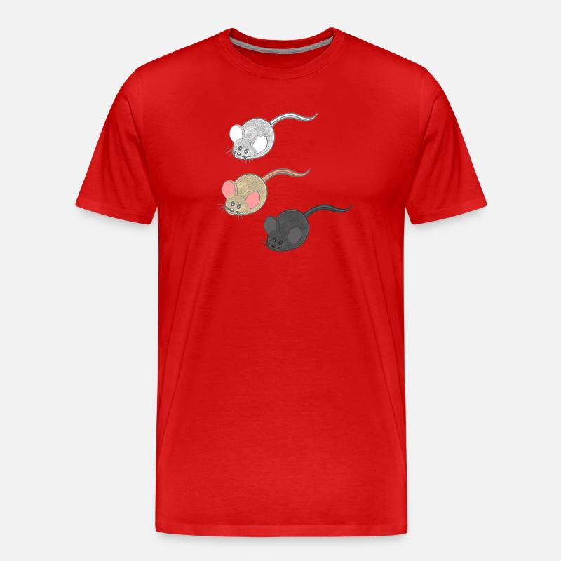 geschenkideen mäuse, Drei Mäuse, Mäuse Fan - Männer Premium Bio T-Shirt - Rot
