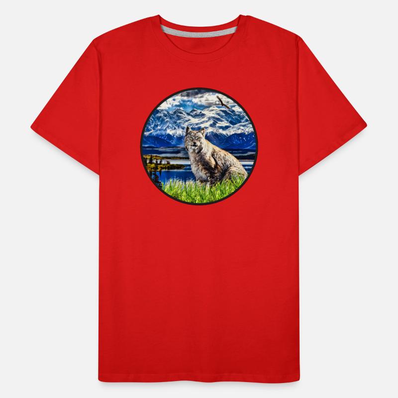 Luchs Wildkatze Freiheit Männer Premium Bio T-Shirt