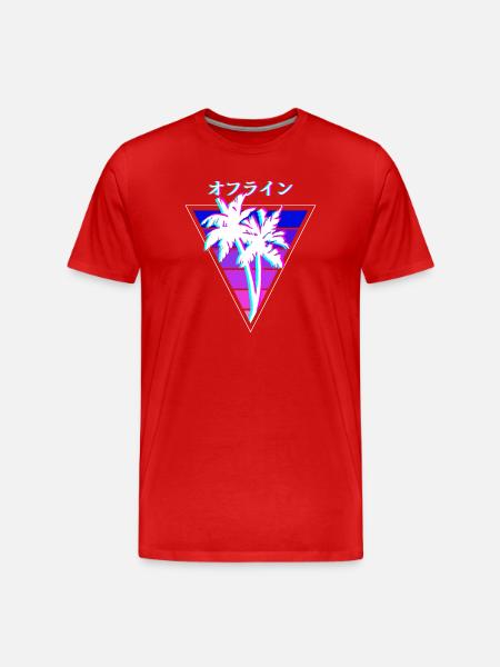 Vaporwave Offline Palms - Men's Premium Organic T-Shirt - red
