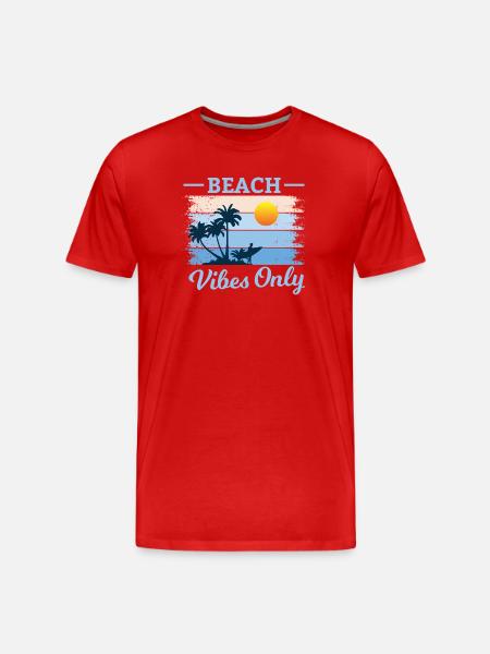 Beach Palm Tree Sunset Design - Men's Premium Organic T-Shirt - red