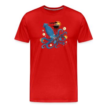 Blue Ink Spirits - Kraken Abyssal Riesenkalmar - Männer Premium Bio T-Shirt - Rot - Vorne - Damien (186cm)