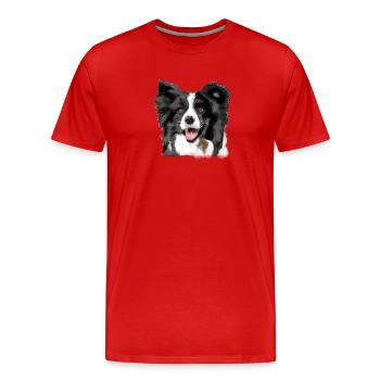Border Collie - Men's Premium Organic T-Shirt - red - Front - Damien (186cm)