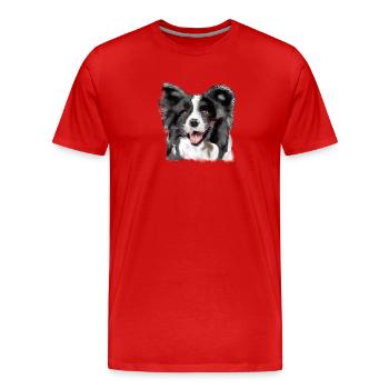 Border Collie - Men's Premium Organic T-Shirt - red - Front - Damien (186cm)