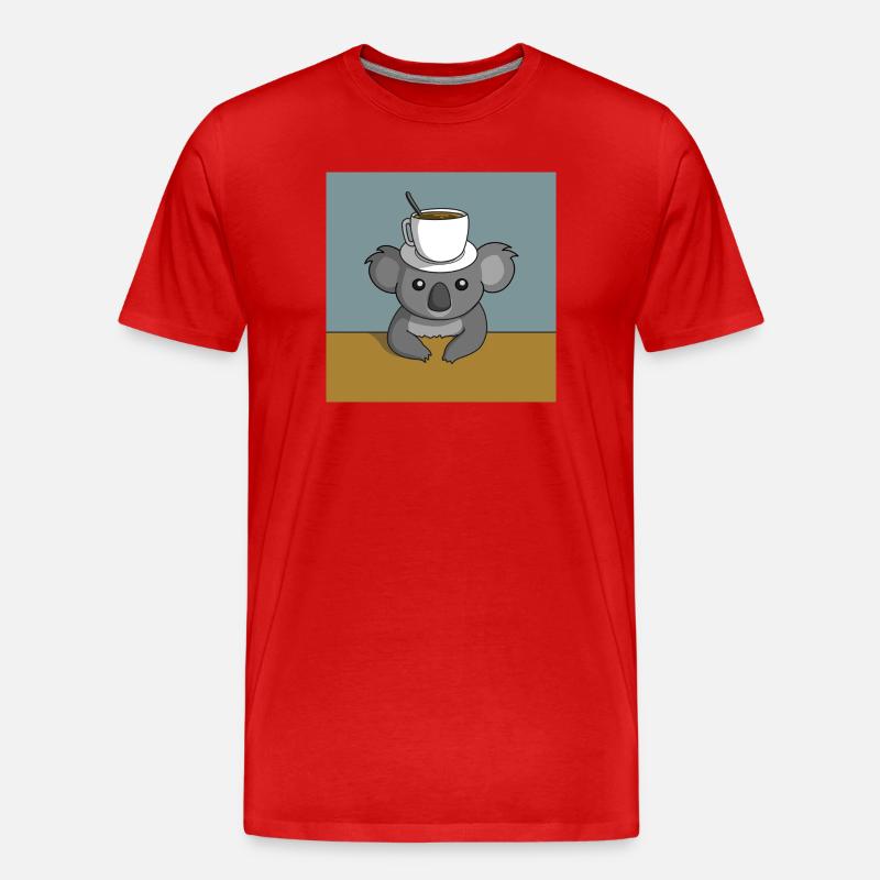 Koala Kaffeepause - Männer Premium Bio T-Shirt - Rot