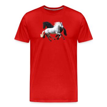 Chevaux - T-shirt bio Premium Homme - rouge - Devant - Damien (186cm)