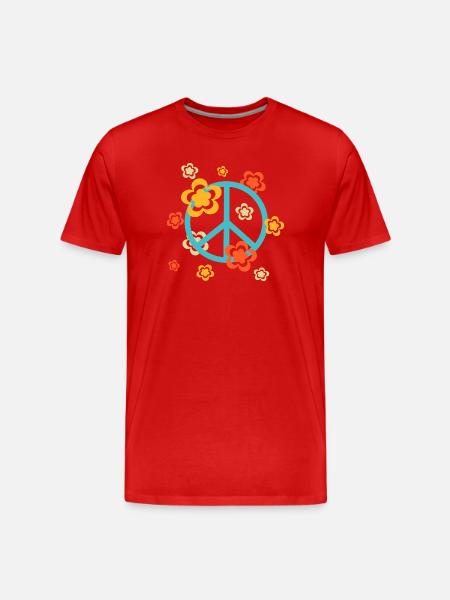 70s Flower Pattern - Men's Premium Organic T-Shirt - red