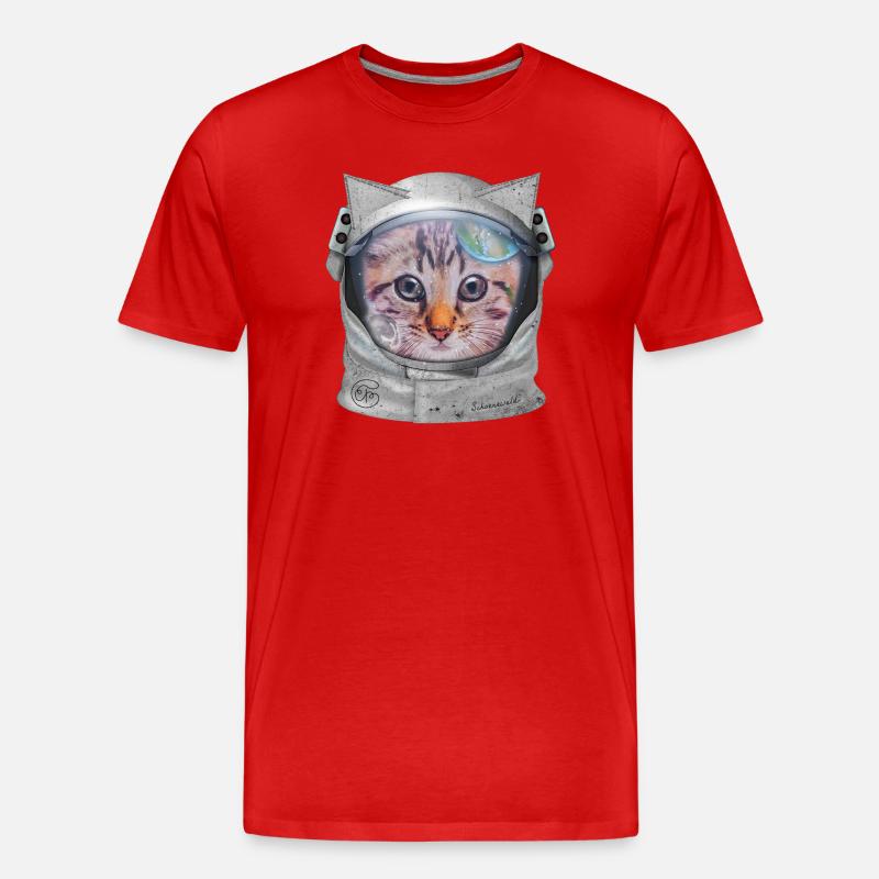 Katze im Weltraum - Männer Premium Bio T-Shirt - Rot