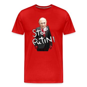 Stop Putin Protest Motif - Men's Premium Organic T-Shirt - red - Front - Damien (186cm)