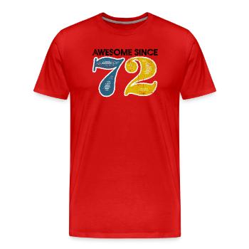 Retro 72 Duo in Ink Texture - Men's Premium Organic T-Shirt - red - Front - Damien (186cm)