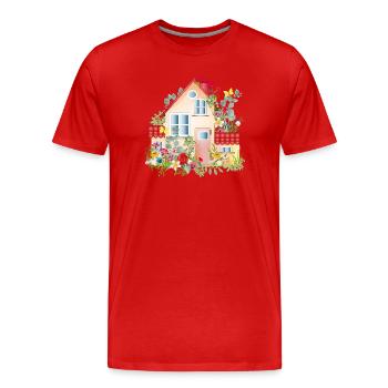 colorful villa with lush garden - A dream house - Men's Premium Organic T-Shirt - red - Front - Damien (186cm)