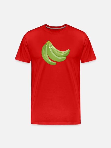 four bright green unripe bananas - Men's Premium Organic T-Shirt - red