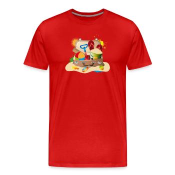 full of suitcases packed for the beach holiday - Men's Premium Organic T-Shirt - red - Front - Damien (186cm)