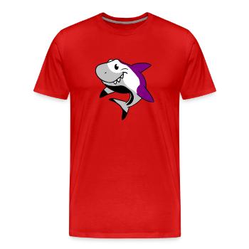 Asexué Shark Ace Pride - T-shirt bio Premium Homme - rouge - Devant - Damien (186cm)