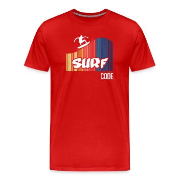 Surfcode (dunkel) - Männer Premium Bio T-Shirt - Rot - Vorne - Damien (186cm)