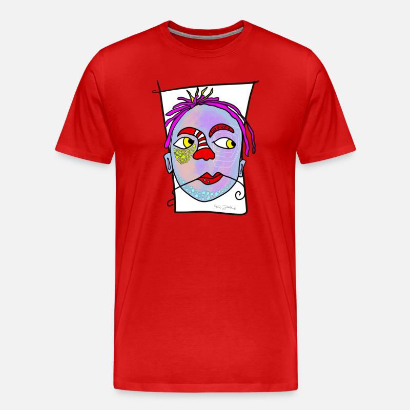 Nebula Gesichtsdruck - Männer Premium Bio T-Shirt - Rot