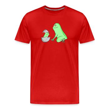 Grenouille avec bébé grenouille - T-shirt bio Premium Homme - rouge - Devant - Damien (186cm)
