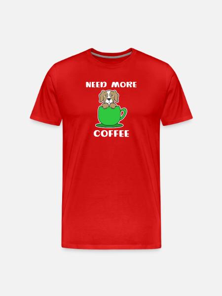 Statement Kaffee Hund Koffein Kaffeetasse - Männer Premium Bio T-Shirt - Rot