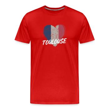 Retro-Abzeichen, Toulouse Frankreich ist meine Heimatstadt - Männer Premium Bio T-Shirt - Rot - Vorne - Damien (186cm)