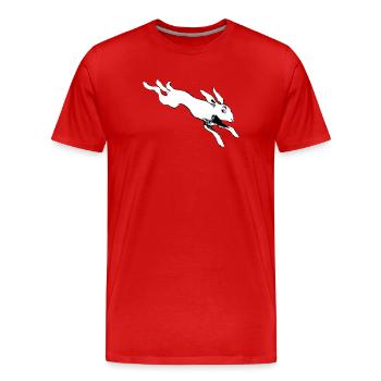 Angsthase nach Henri Meunier Hasenleben - Männer Premium Bio T-Shirt - Rot - Vorne - Damien (186cm)