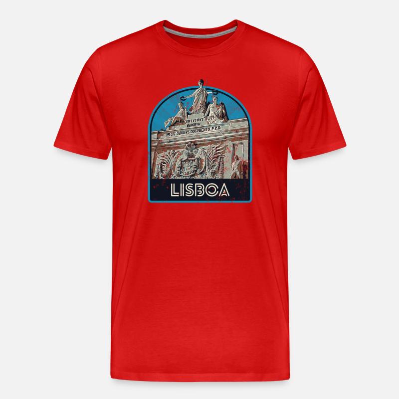 Lissabon Portugal, Augusta Straße - Männer Premium Bio T-Shirt - Rot