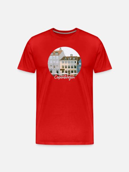 Kopenhagen Hafenflair Stadthäuser - Männer Premium Bio T-Shirt - Rot