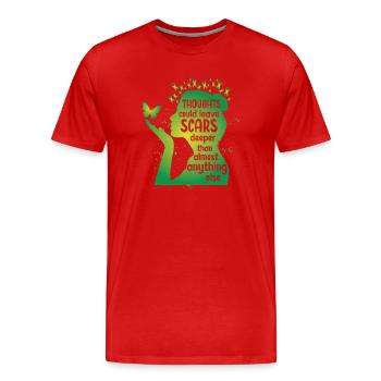 Les pensées en matière de santé mentale pourraient laisser des cicatrices - T-shirt bio Premium Homme - rouge - Devant - Damien (186cm)