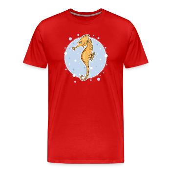 Sea horse - Men's Premium Organic T-Shirt - red - Front - Damien (186cm)
