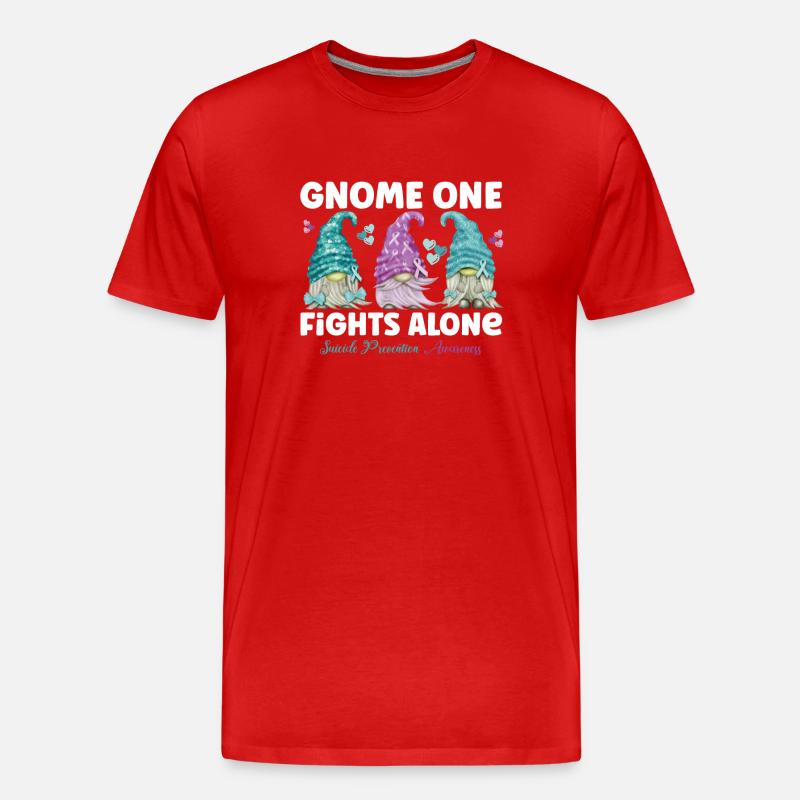 Gnome One Fights Suicide Prevention - Männer Premium Bio T-Shirt - Rot