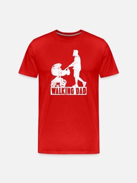 Walking Dad Silhouette with Stroller - Men's Premium Organic T-Shirt - red