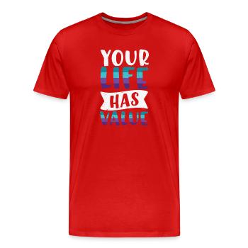 Prévention du suicide Votre vie a de la valeur - T-shirt bio Premium Homme - rouge - Devant - Damien (186cm)