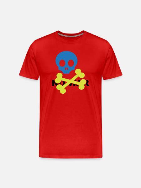 Neon Blue Skull and Crossbones - Men's Premium Organic T-Shirt - red
