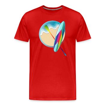 Planche de pagaie debout allongée sur la plage - T-shirt bio Premium Homme - rouge - Devant - Damien (186cm)