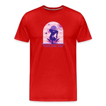 Yoga - Männer Premium Bio T-Shirt - Rot - Vorne - Damien (186cm)