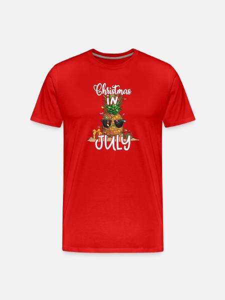 Pineapple Christmas In July Tropical - Men's Premium Organic T-Shirt - red