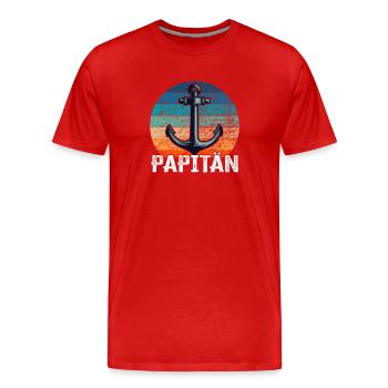 Papitän und Anker - für den besten Papa der Welt - Männer Premium Bio T-Shirt - Rot - Vorne - Damien (186cm)